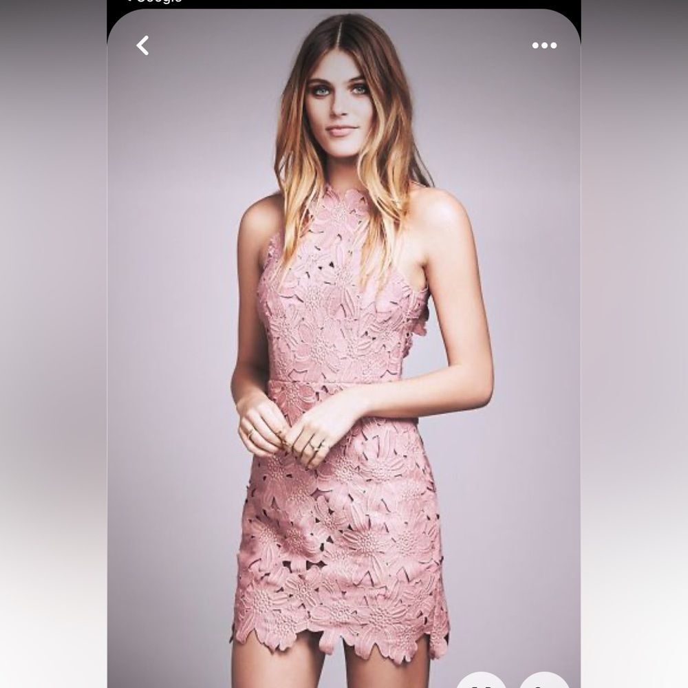 Saylor X Free People Jessa Lace Mini Shift Dress in Blush Mauve Pink S - Picture 2 of 14